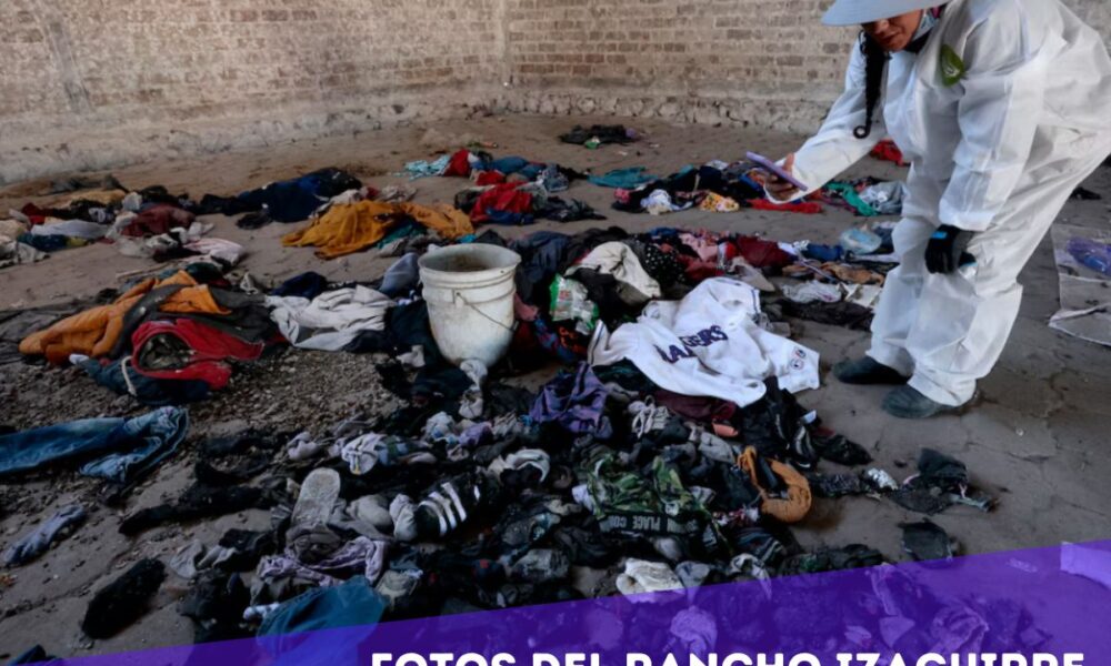 Fotografía de prendas y objetos encontrados en el rancho Izaguirre, Teuchitlán.