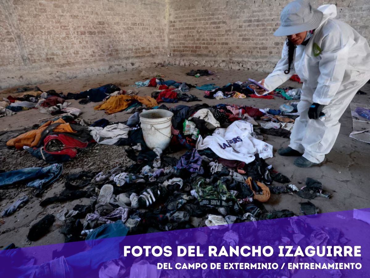 Fotografía de prendas y objetos encontrados en el rancho Izaguirre, Teuchitlán.